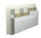 Instlācijas siena divkāršs ģipškartona slānis ar divkāršu VP un HP profila konstrukciju un minerālvates pildījumu